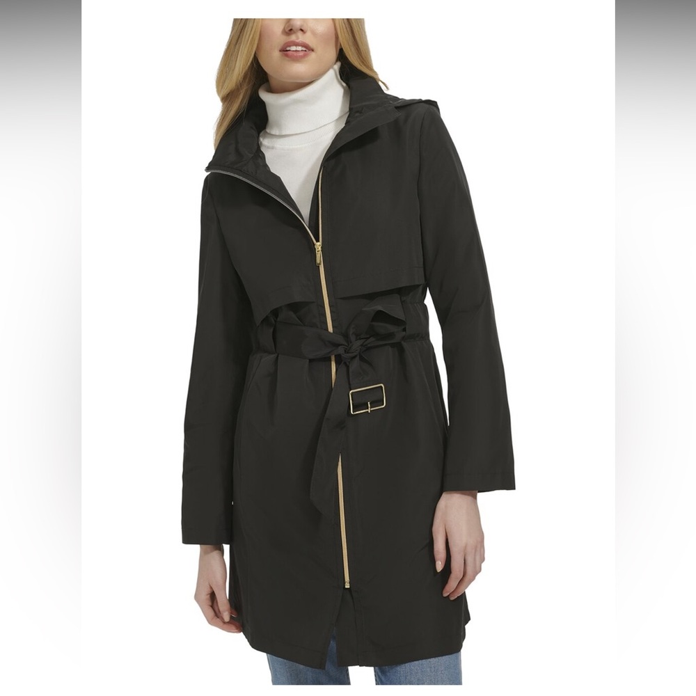 Cole Haan Black Trench Coat with Belt